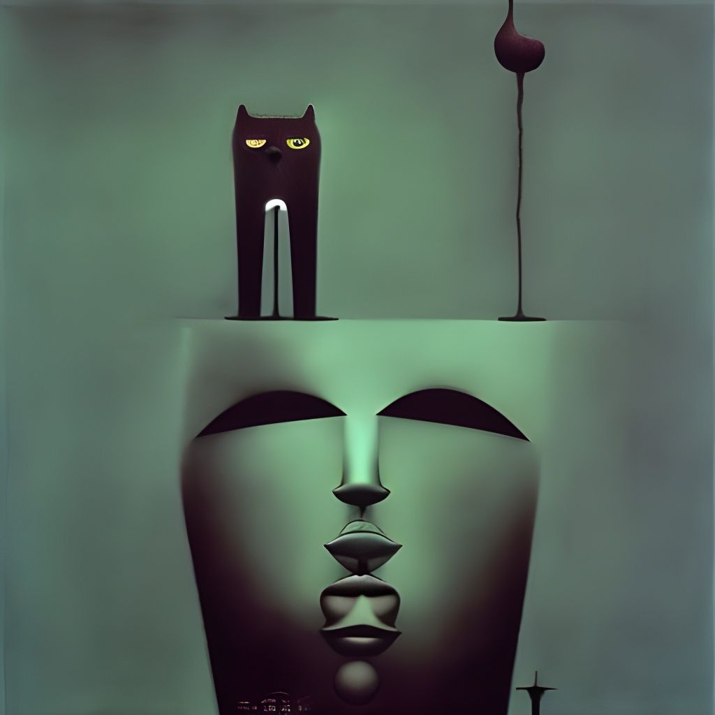 Surreal Cats in Dark Abstract Expressionism