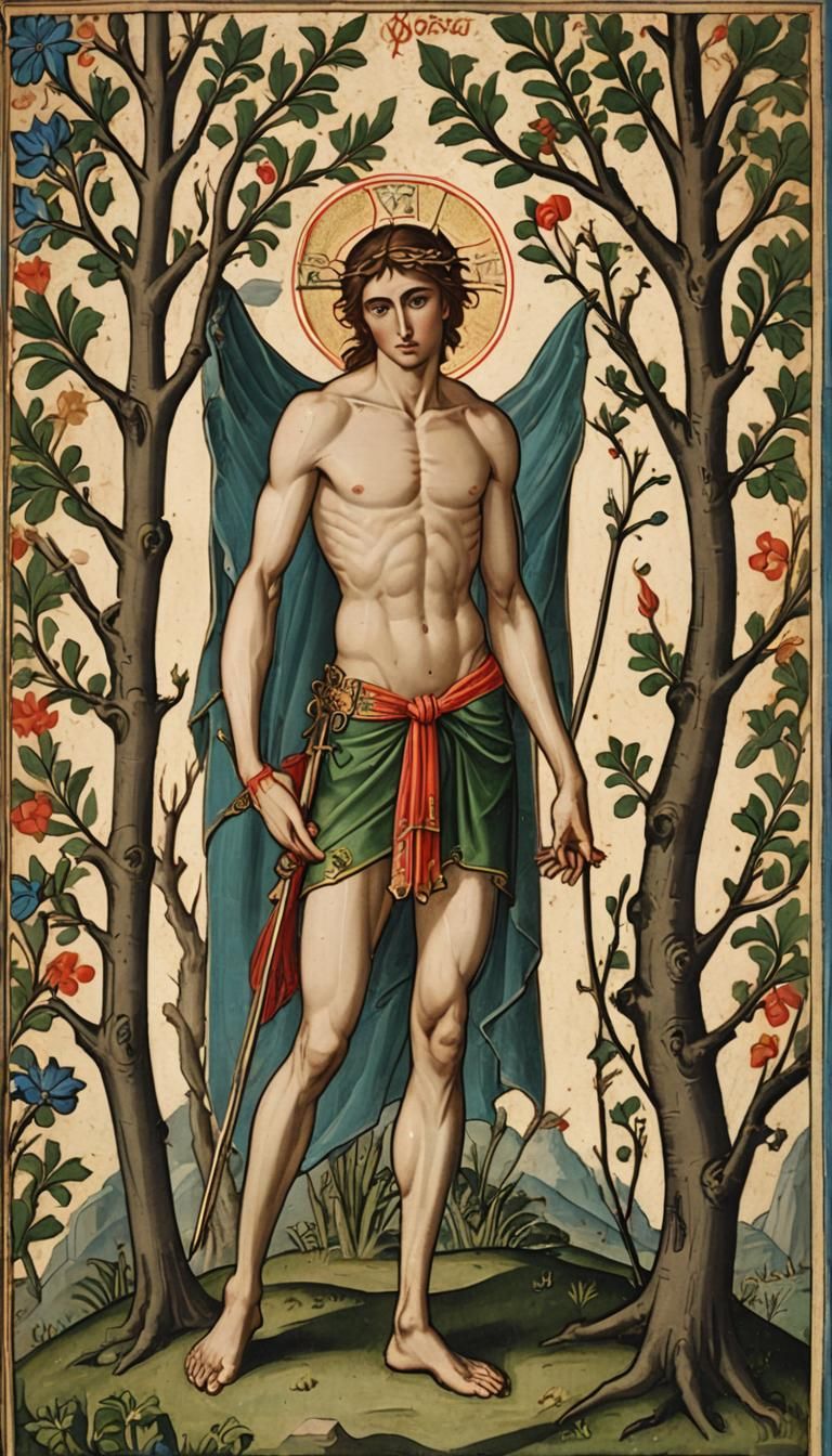 Saint Sebastian as Illuminated Manuscript