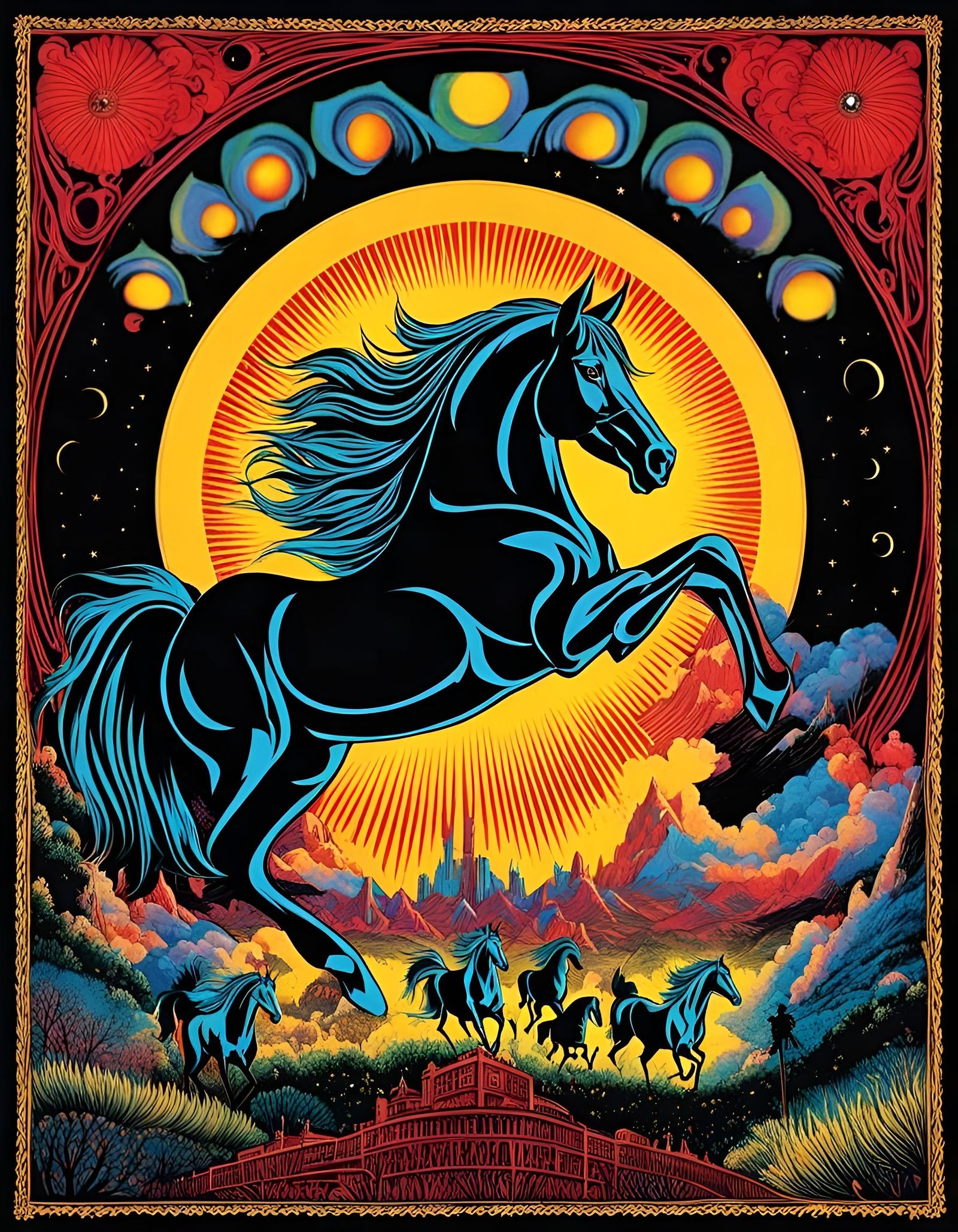 Vibrant Psychedelic Pattern in Swirling Colors