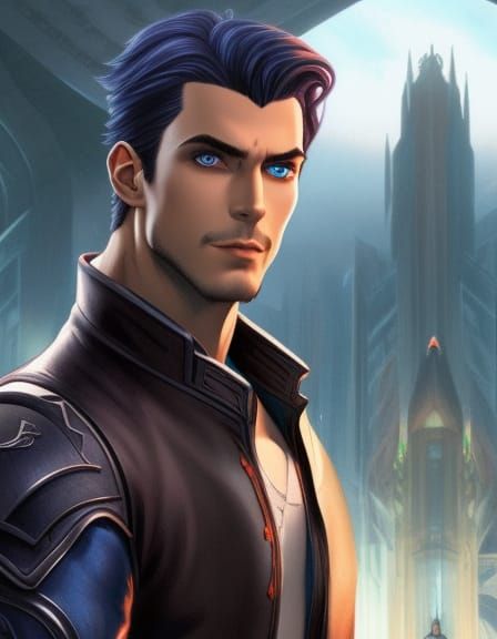 Mysterious Man with Dark Hair in Comic Book Style