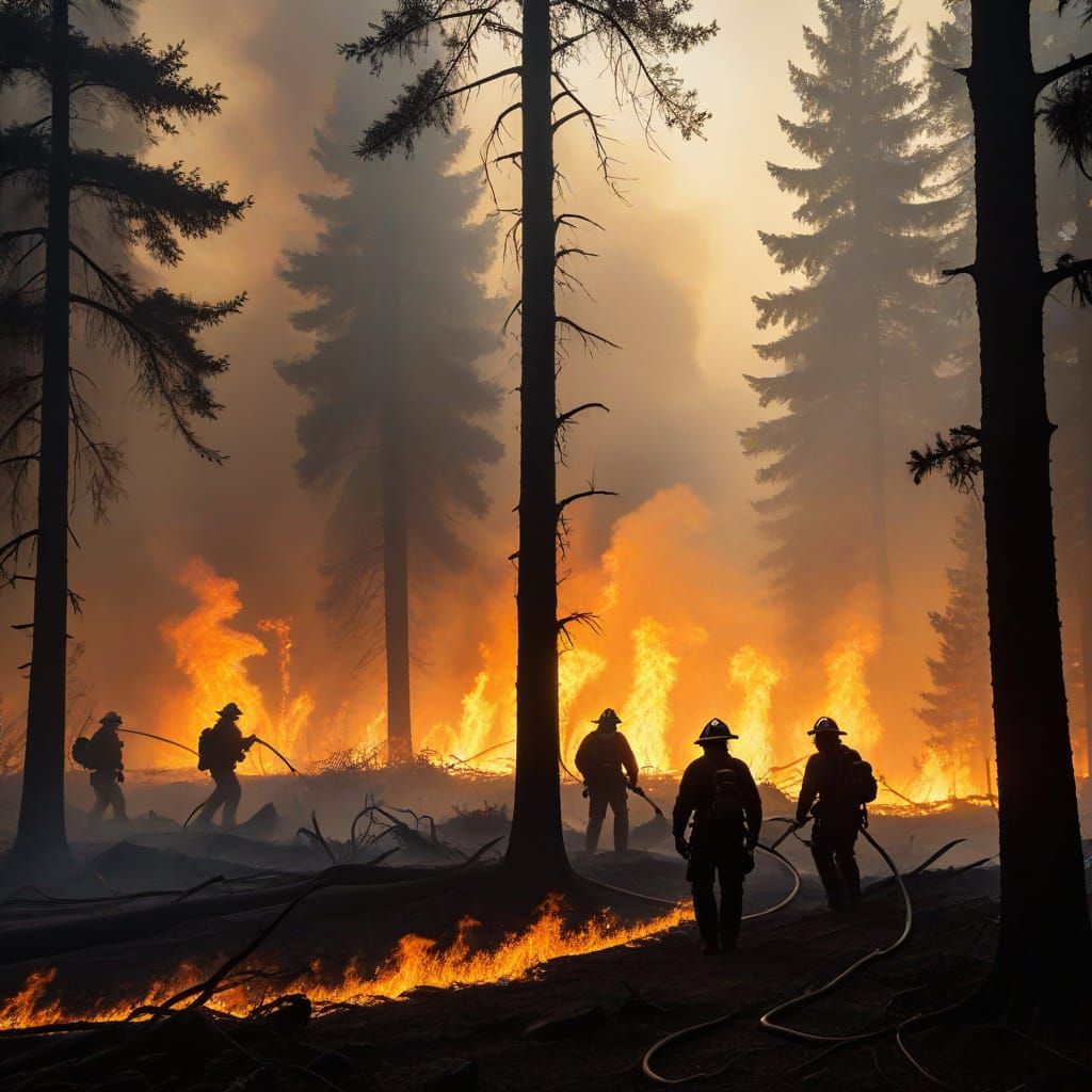 Firefighters Battle Raging Forest Fire