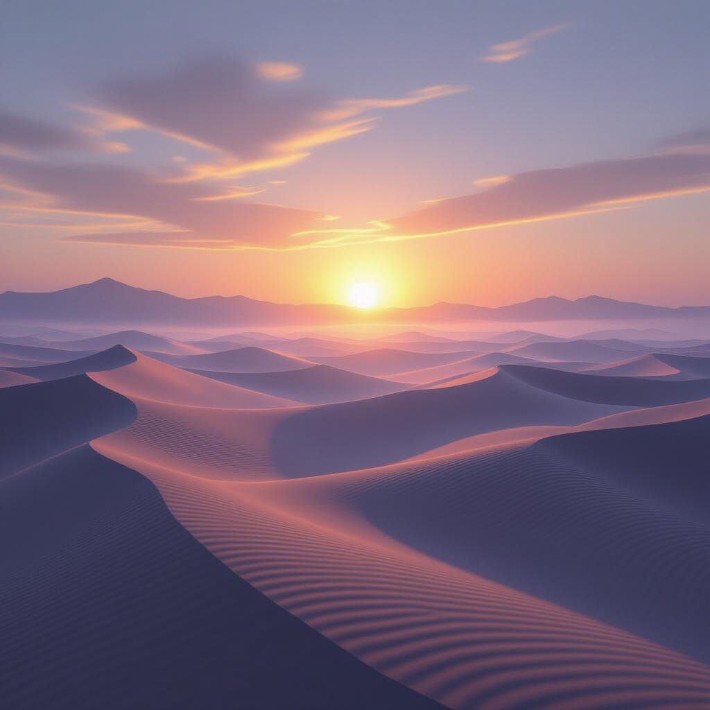 Ethereal Silver Mist Desert Sunrise