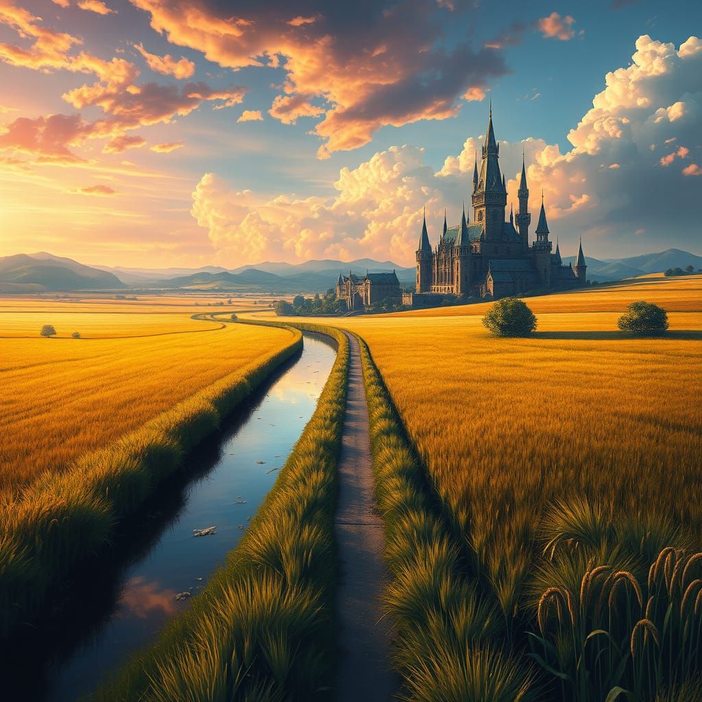 River and Fields Leading to Camelot