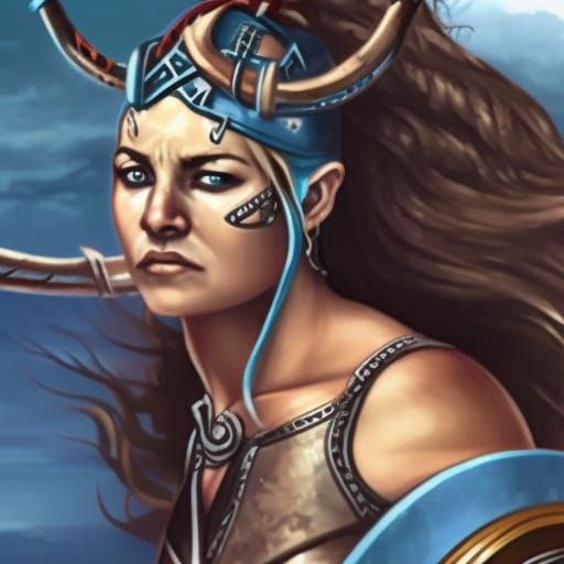 Atlantis Viking Warrior Woman Ready for Battle