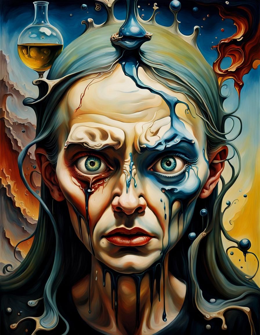 Surreal Earth Abuse Oil Painting with 3D Effect