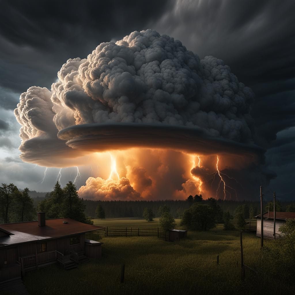 Detailed Rainstorm Cloud Core Explosion in HDR