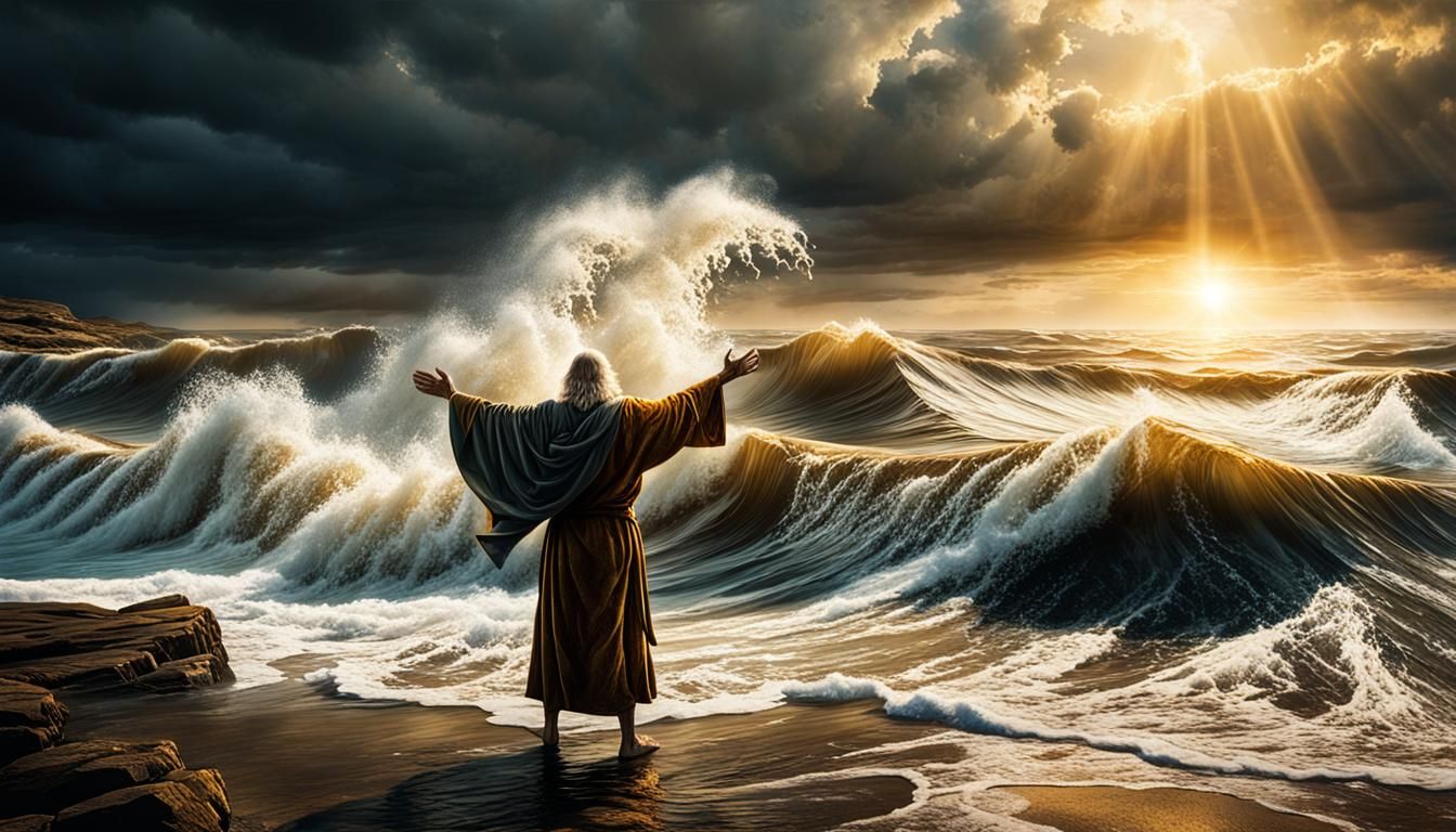 Epic Biblical Scene: Moses Parts the Sea