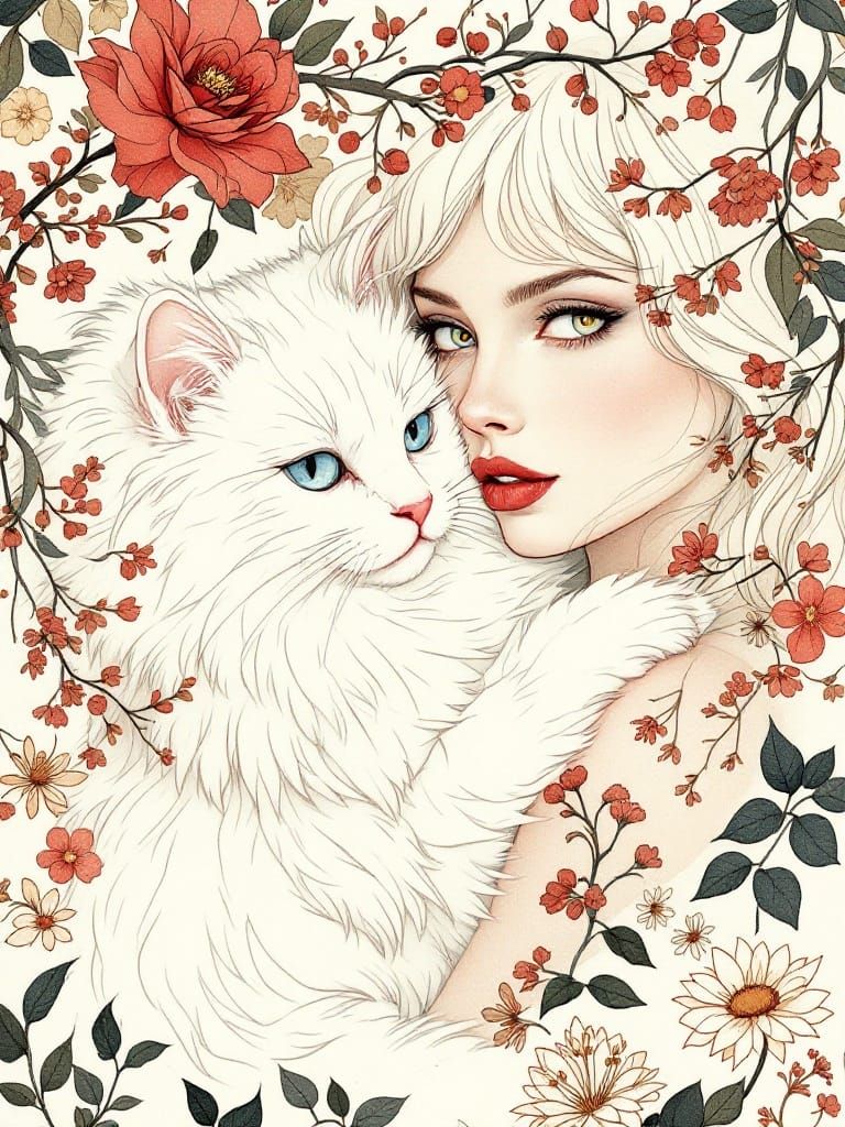 Whispers of Love in Art Nouveau Dreamscape