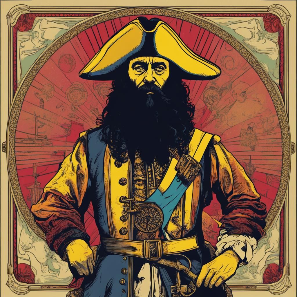 Blackbeard Tarot Card in Pop Art Style