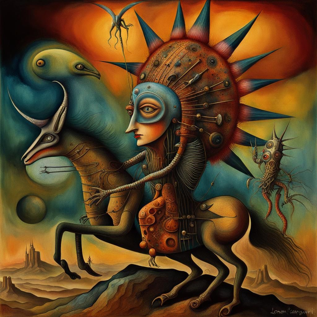 Surreal Dreamscape in Watercolor with Organic Elements