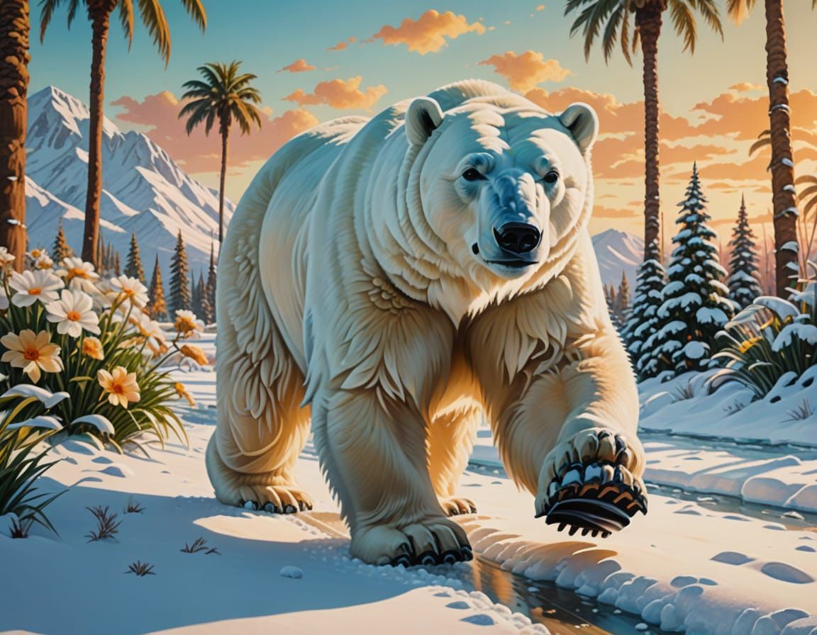 Oasis in Winter Landscape