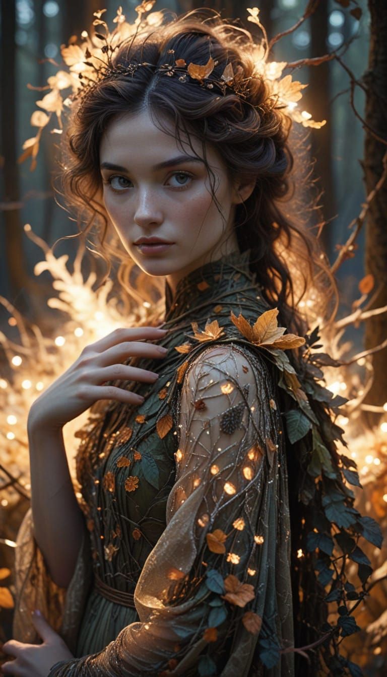 Nature-Inspired Gown in Fantastical Realism