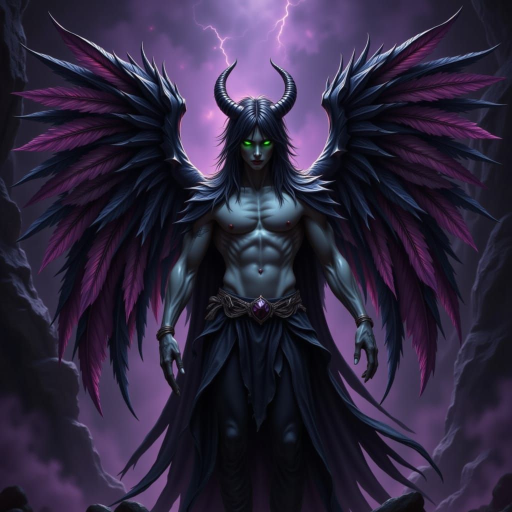 Dark Fairy with Leather Wings and Dripping Blood