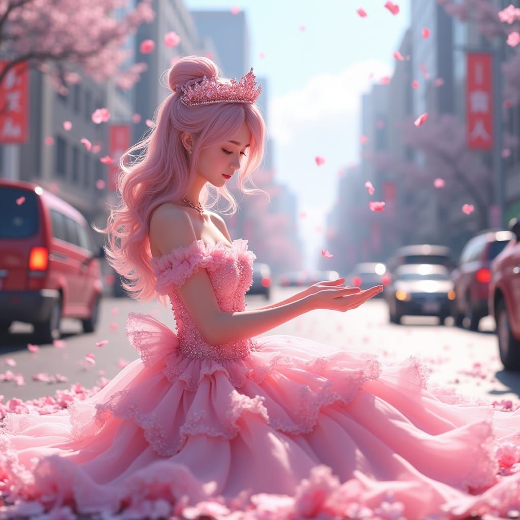 Enchanted Pink Princess Transforms City Streets