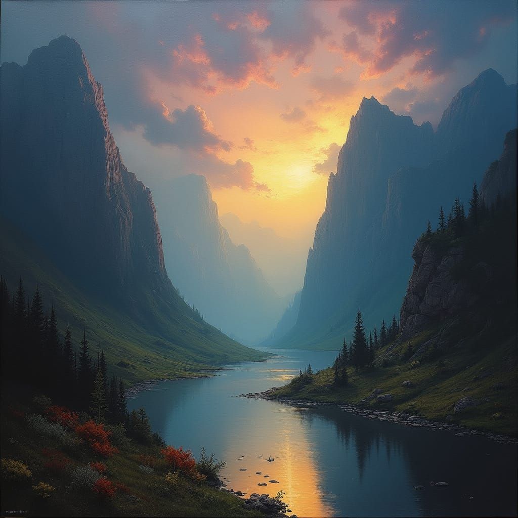 Mystical Landscape in Hudson River School Style