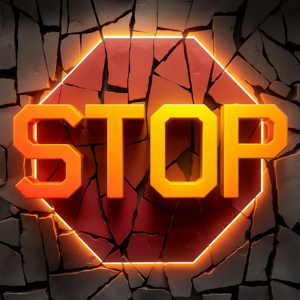 Cubist Abstract Art Piece: Defiant STOP in Vibrant Colors