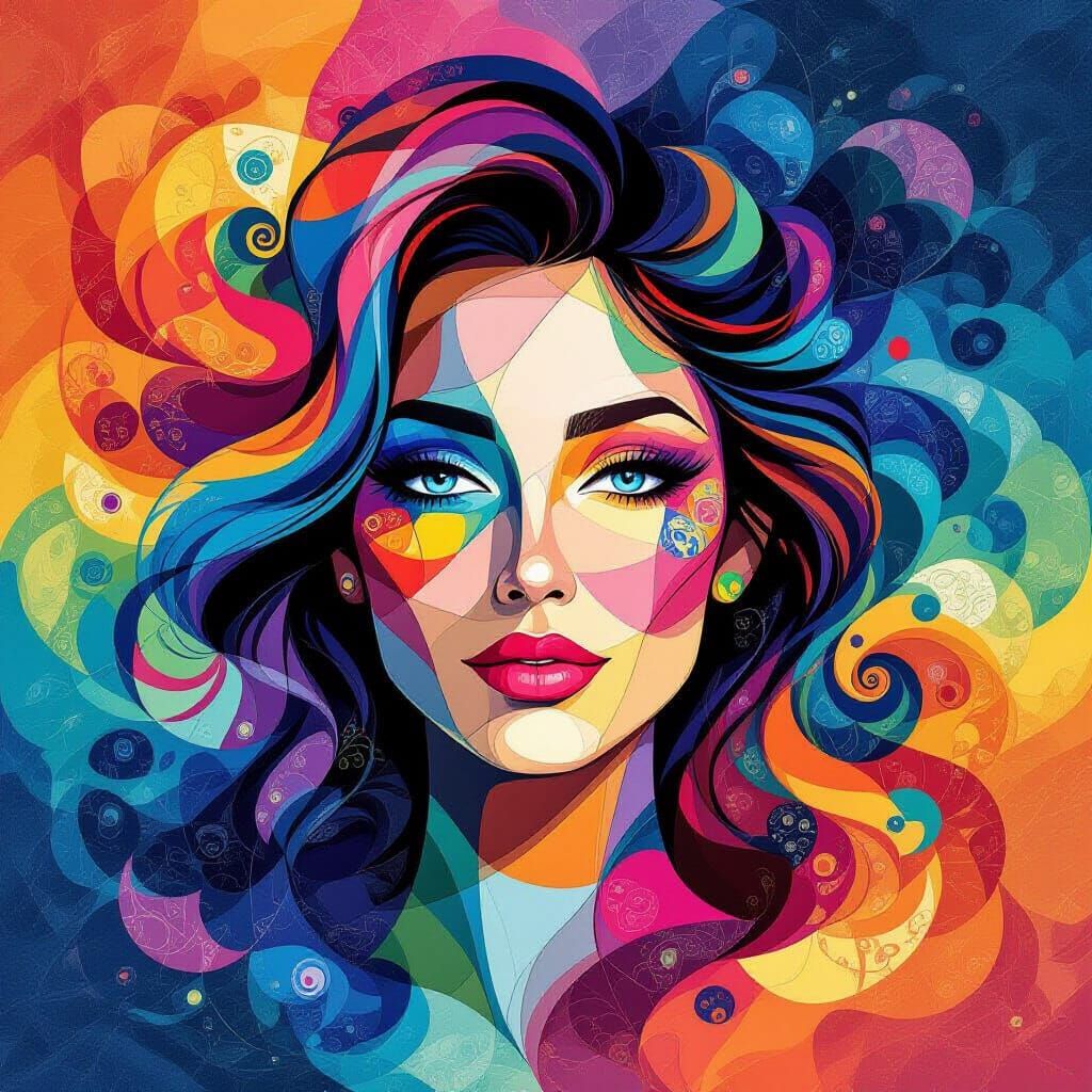 Abstract Fractal Portrait of a Woman