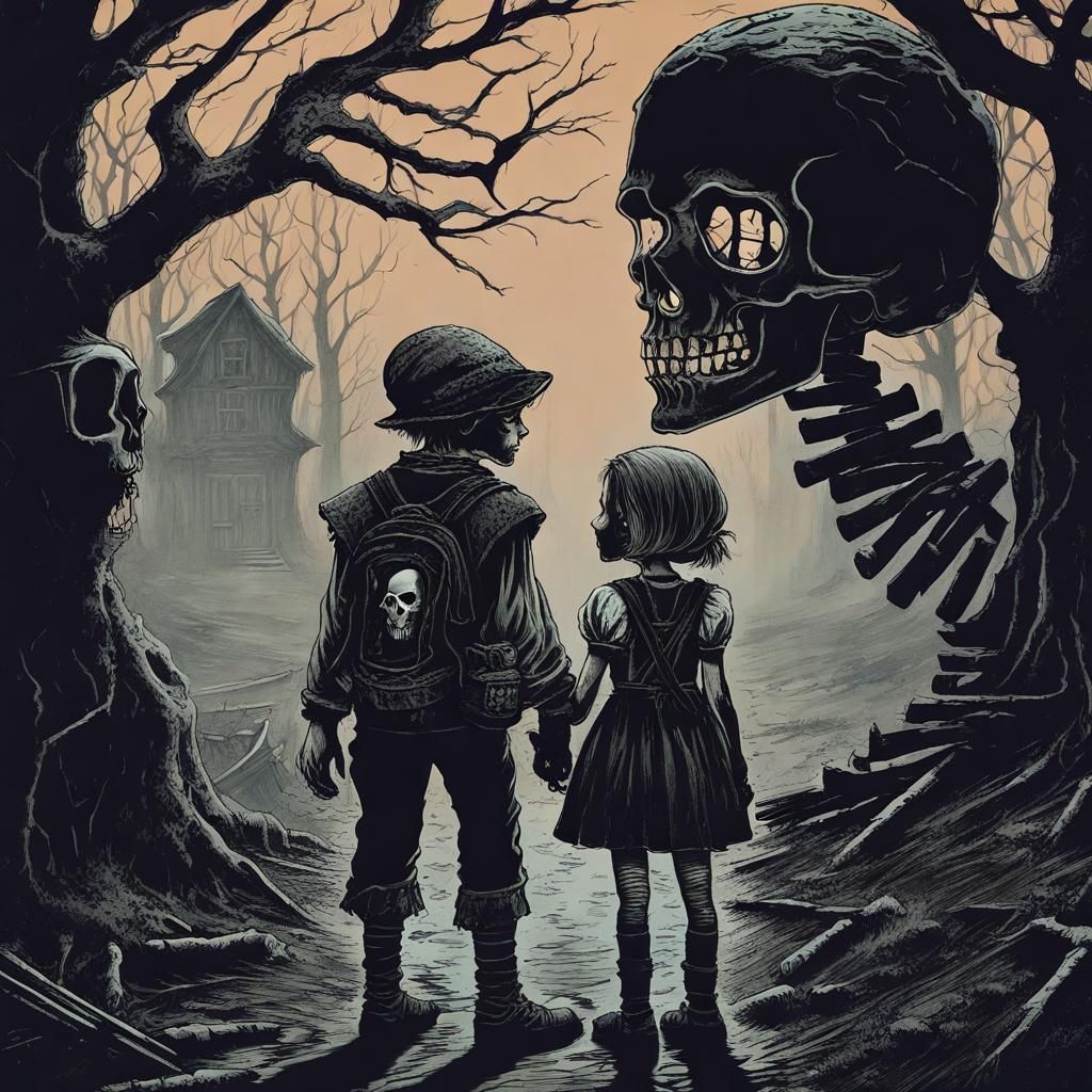 Ominous Hansel and Gretel in Dystopian Setting