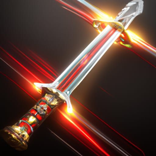 Futuristic Katana of Light with Neon Red Glow