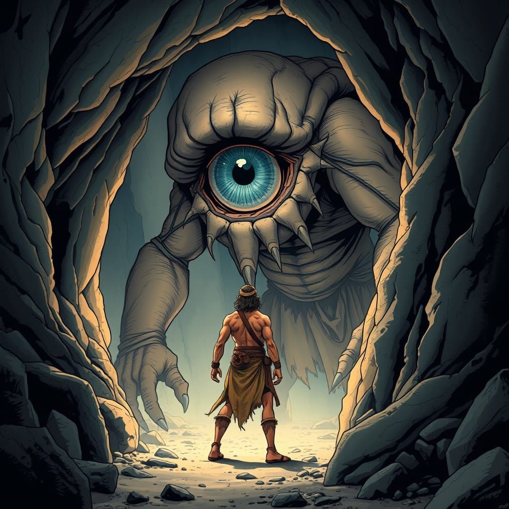 Gigantic Cyclops Stares Down Ancient Greek Explorer in Vibra...
