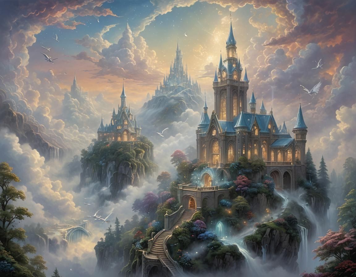 Ethereal Crystal Palace in the Clouds