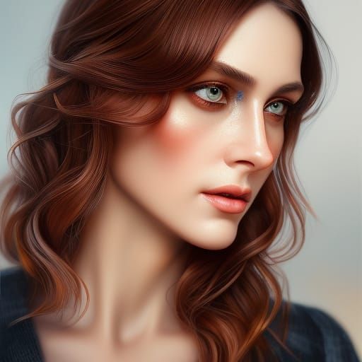 Detailed Portrait of Woman with Orange Eyes