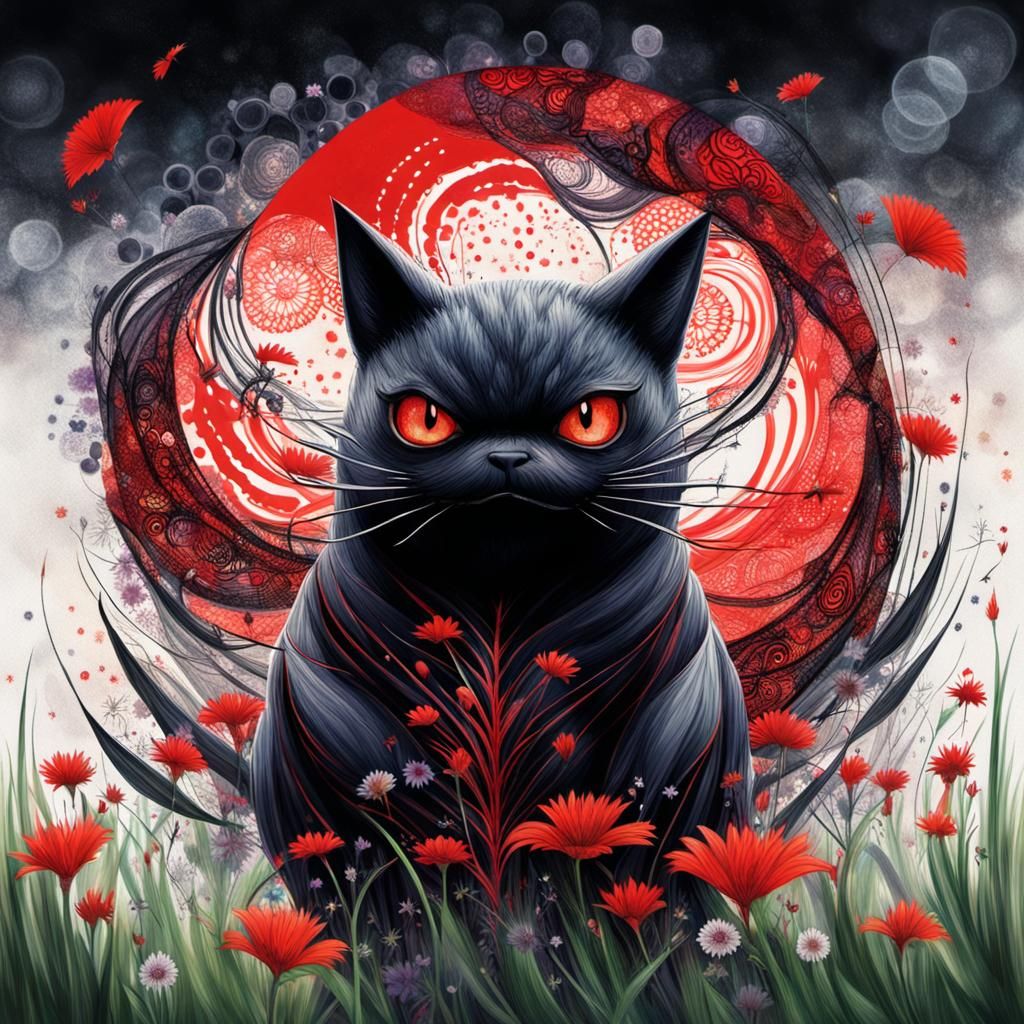 Hyperrealistic Gengar Girl in Double Exposure Landscape