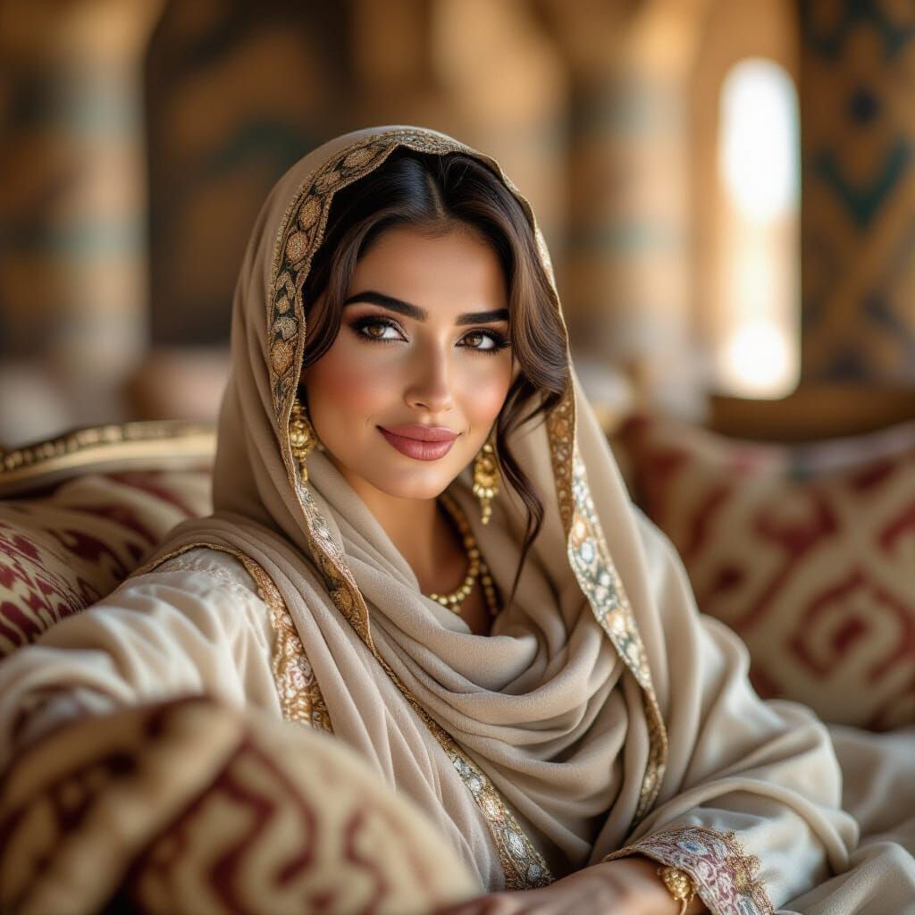 Ancient Assyrian Princess in Opulent Palace