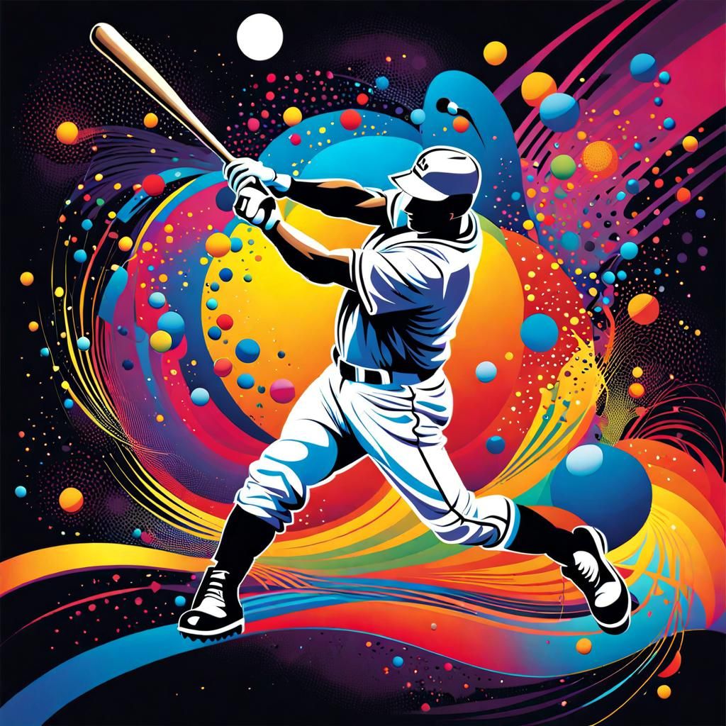 Baseball Player in Cosmos: Abstract Art