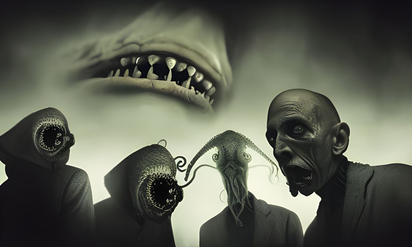 Lovecraftian Horror Portrait with Tentacles and Eyes