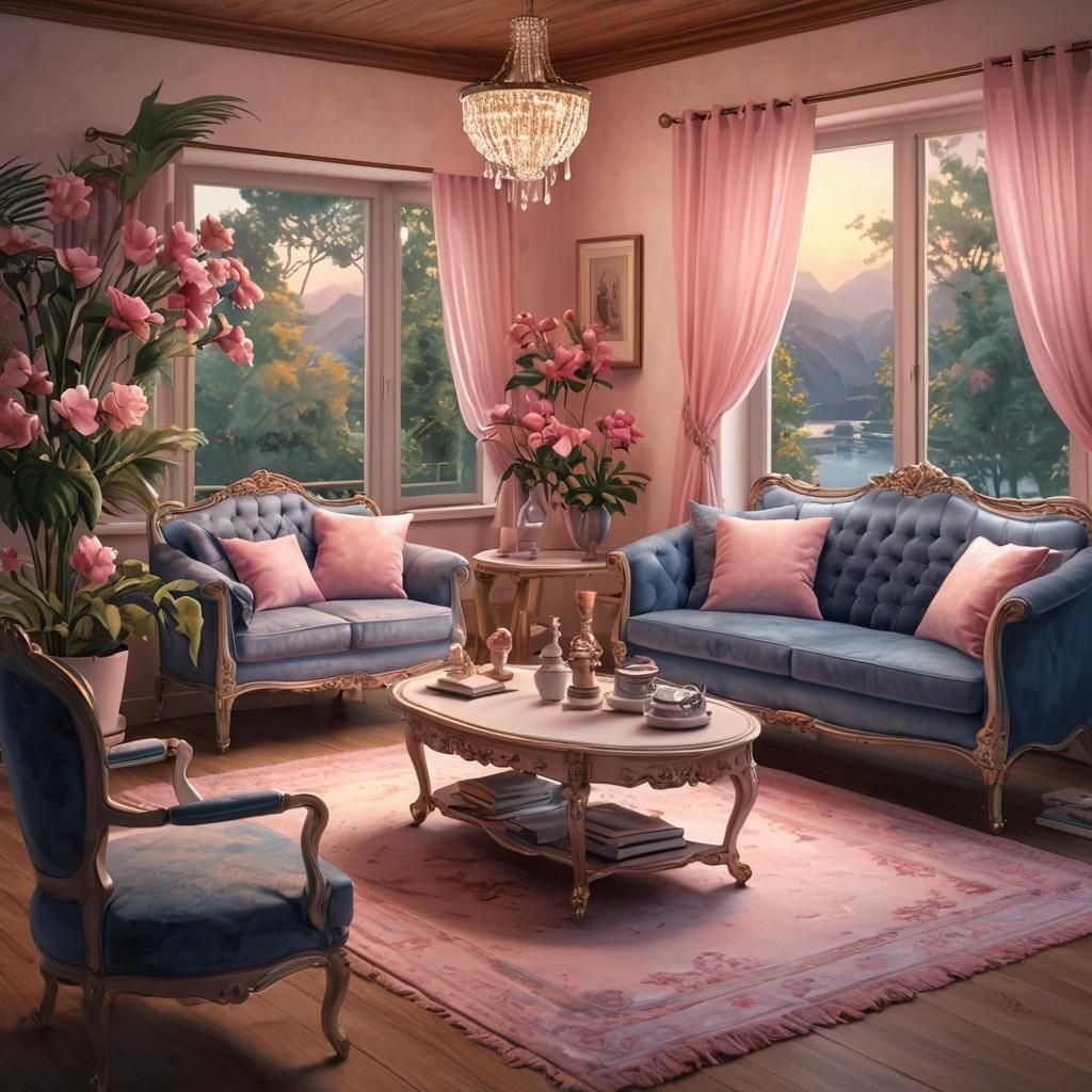 Airbrush Scenery in Coquette Style with Shimmering Colors