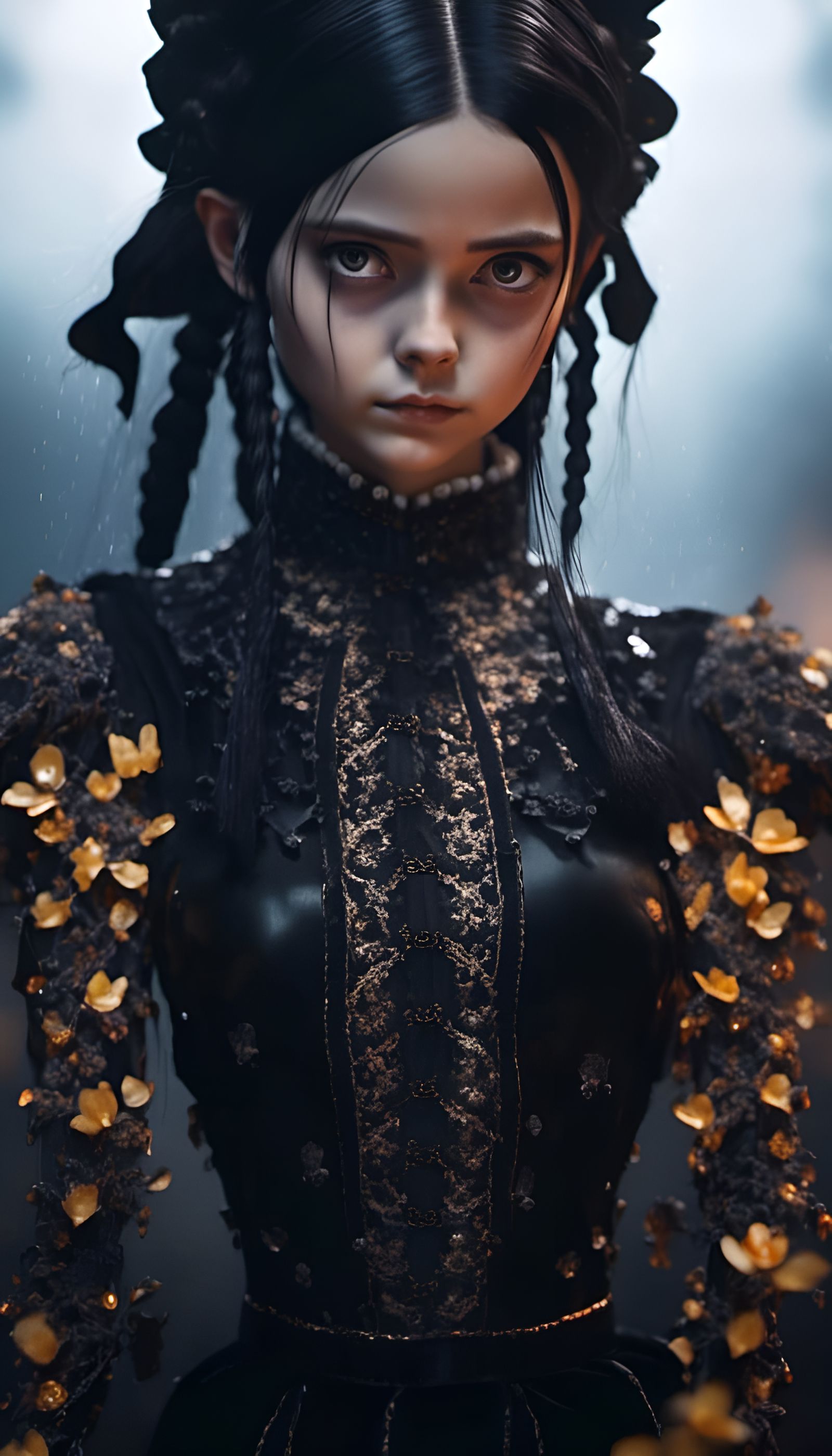 Wednesday Addams in Dark Fantasy 3D Rendering