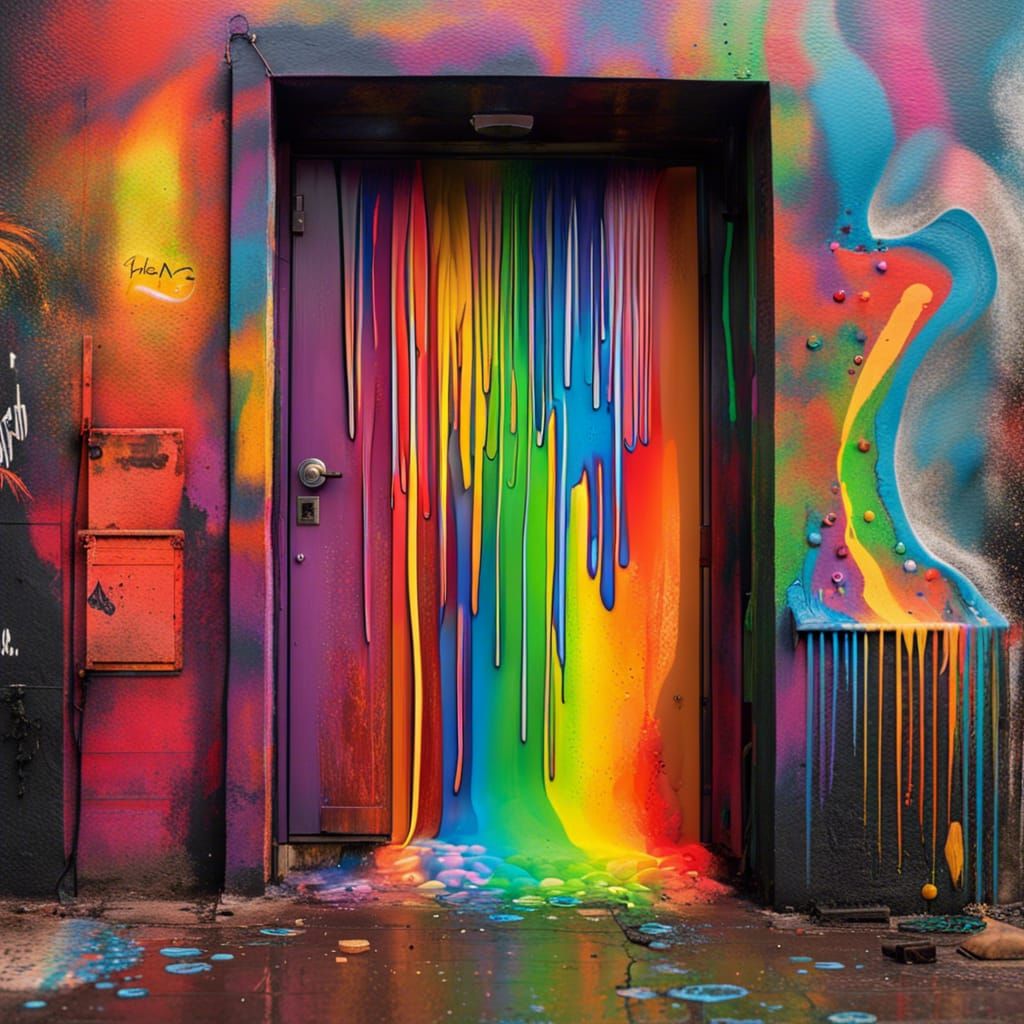 Rainbow Graffiti Art on Backdoor