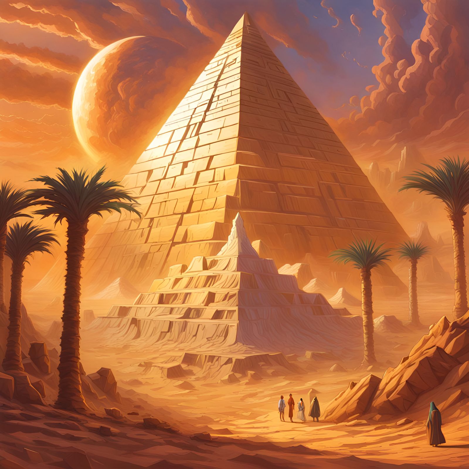 Psychedelic Pyramid in Desert Landscape