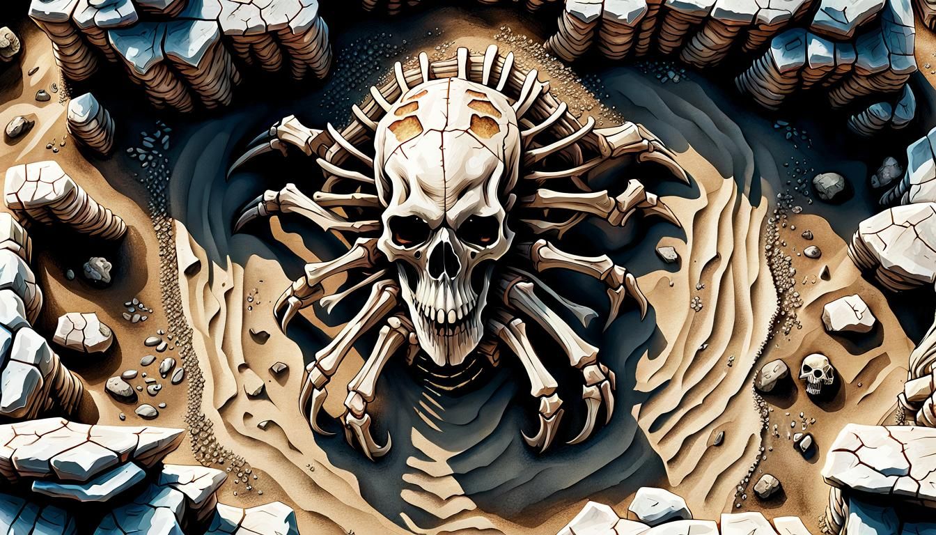 Hyperdetailed DND Map with Monster Skeleton Path