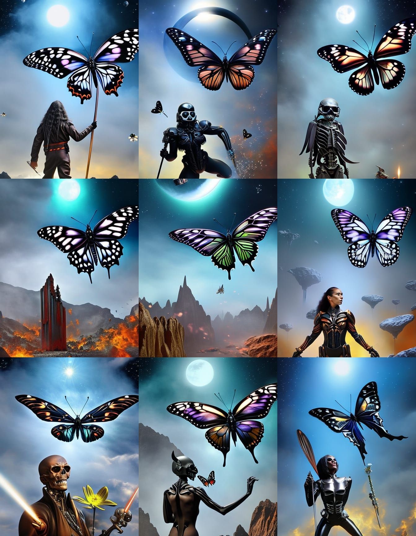 Gothic Evil Butterfly with Skeleton Wings