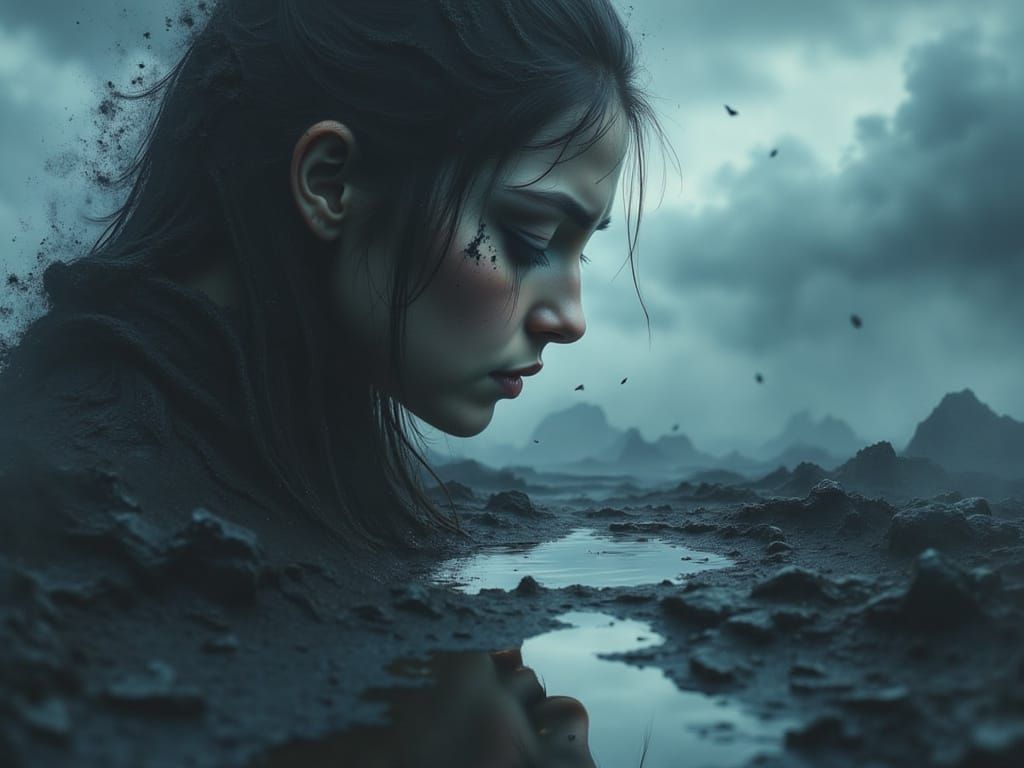 Realistic Eye in Sky Cries Rain, Creating Puddles