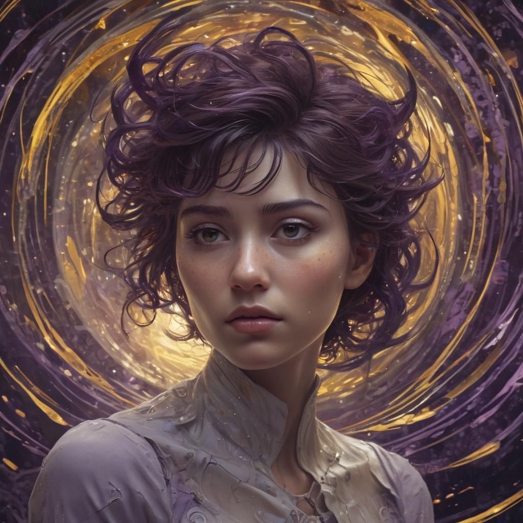 Divine Presence in Quantum Vortex, Art Nouveau Style