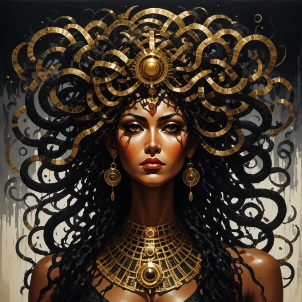 Modern Medusa Portrait in Graphic Style