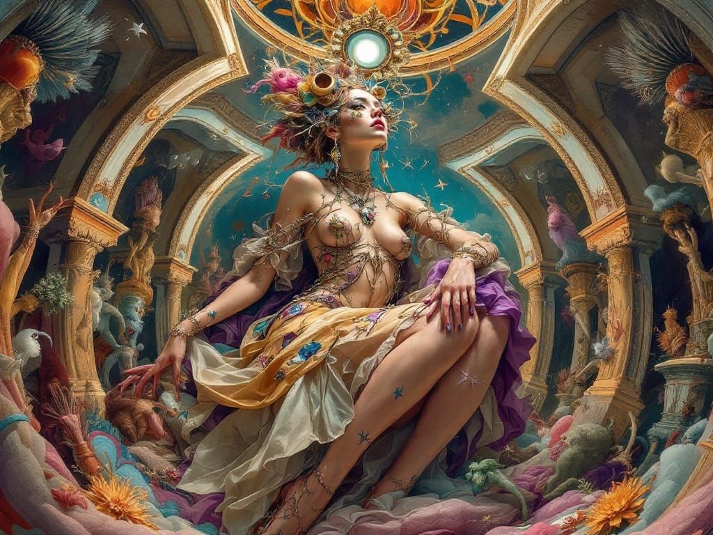 Surreal Fashion Women in Painted Composition