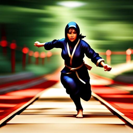 Japanese Ninja Run in Digital Art Style