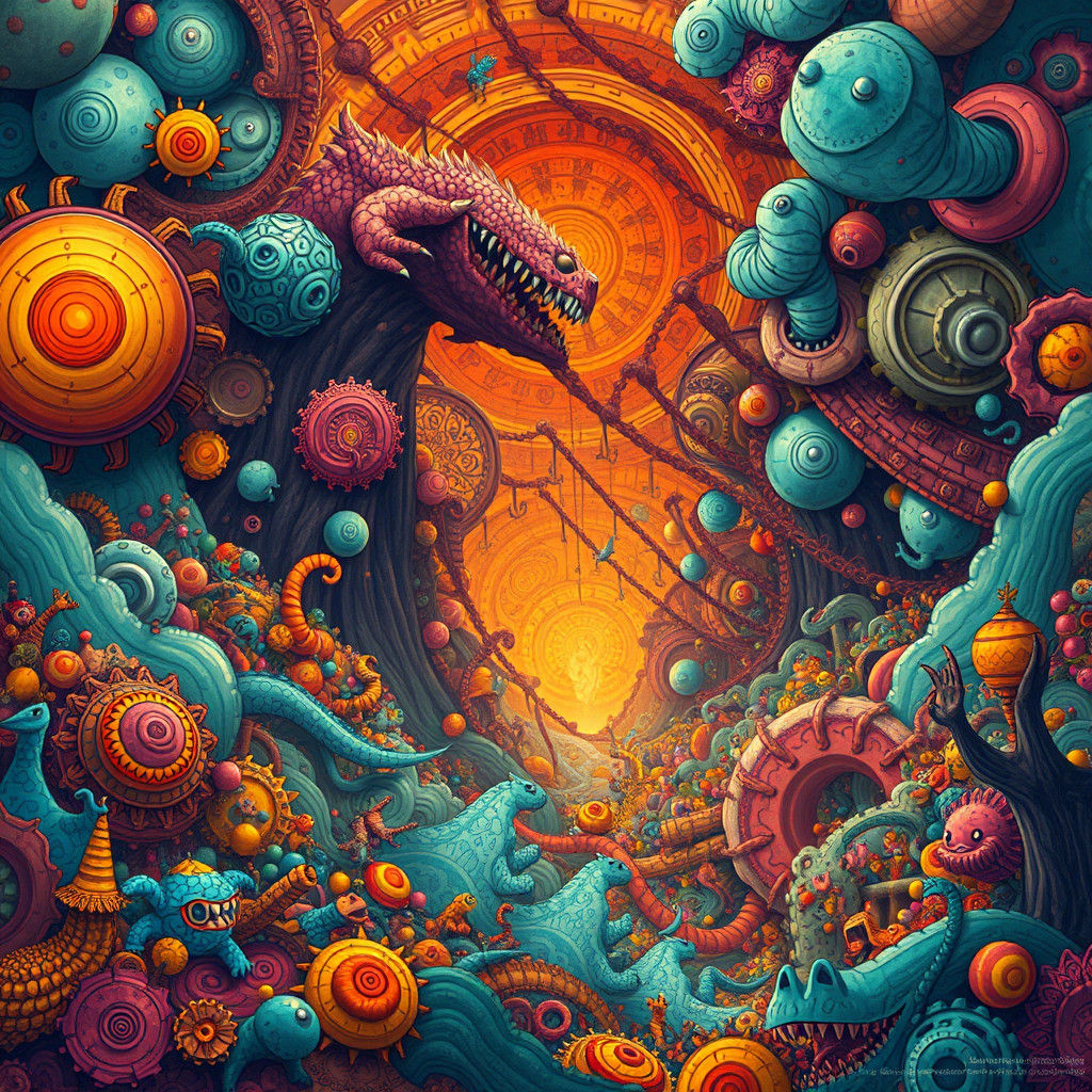 Dreamlike Doodle World with Swirling Patterns