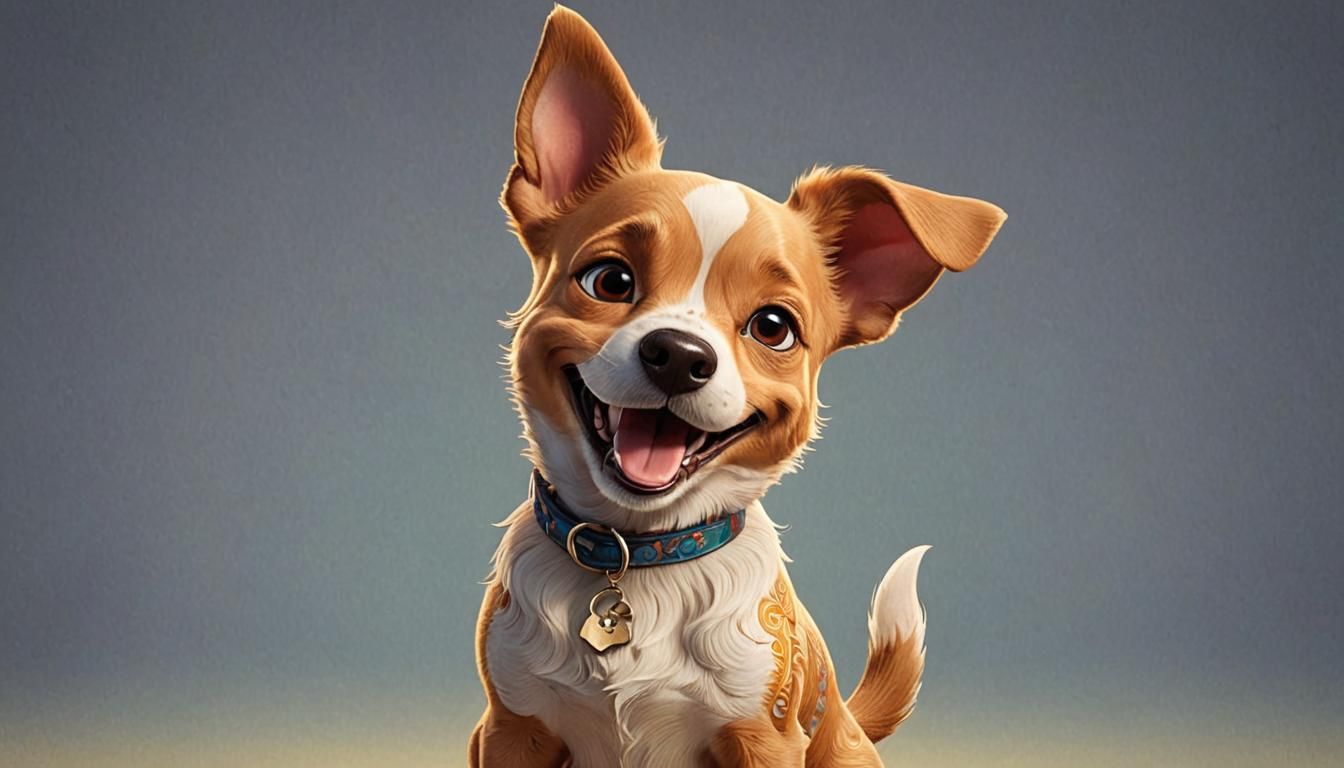 Cartoon Dog Winking: Vibrant 3D Art Nouveau Style