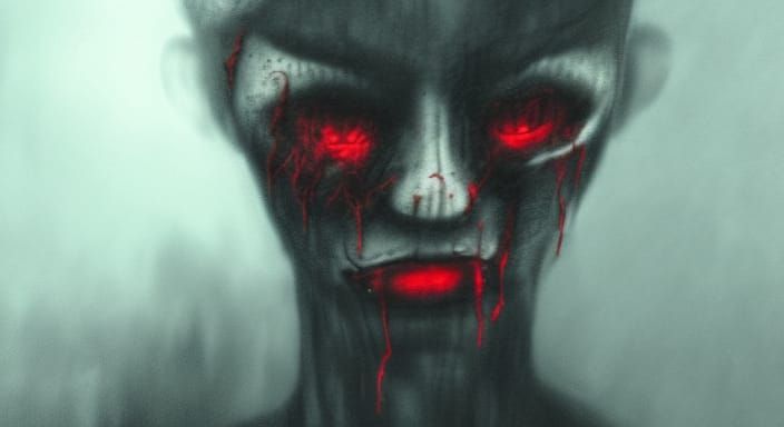 Creepy Voodoo Doll in Dark Alley with Red Fog