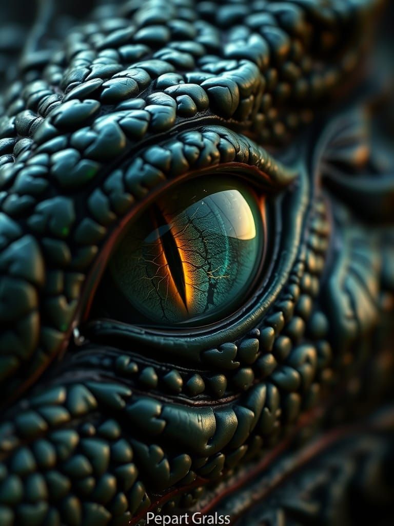 Epic Green Dragon Eye in Cinematic Film Style