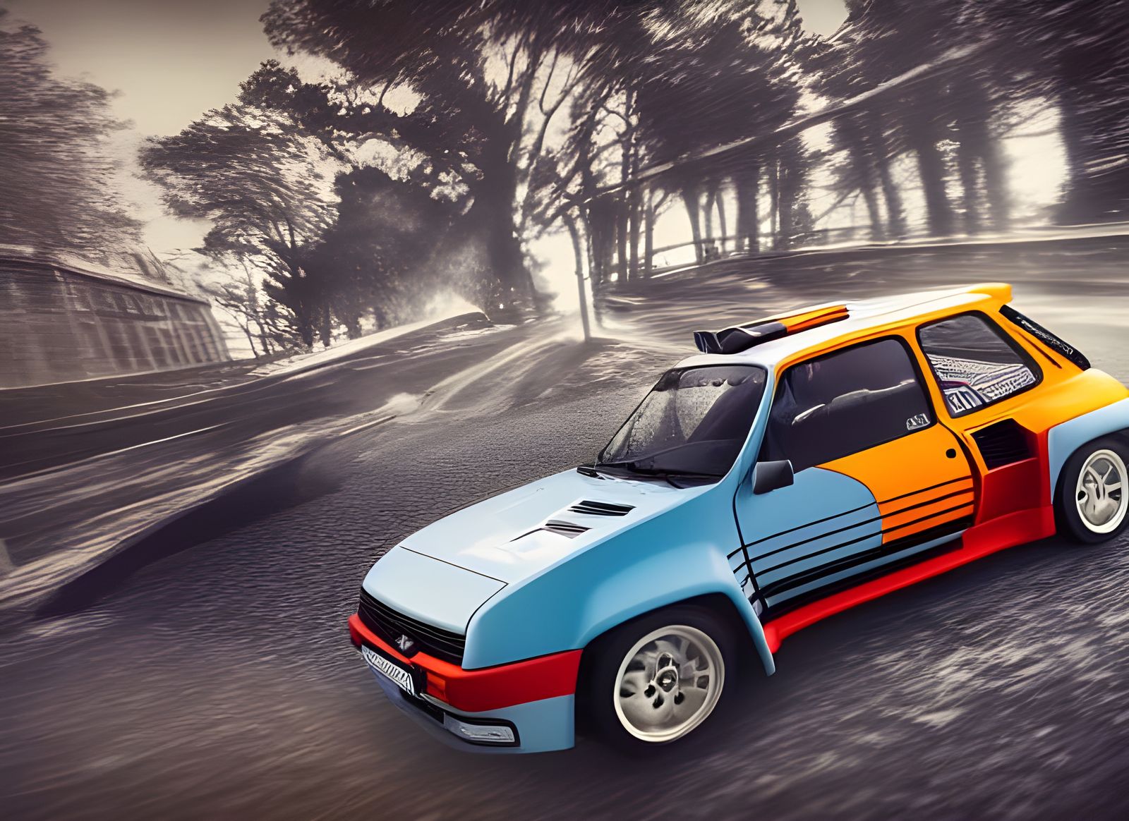 Renault 5 Turbo Drifting: Long Exposure Hyperrealism