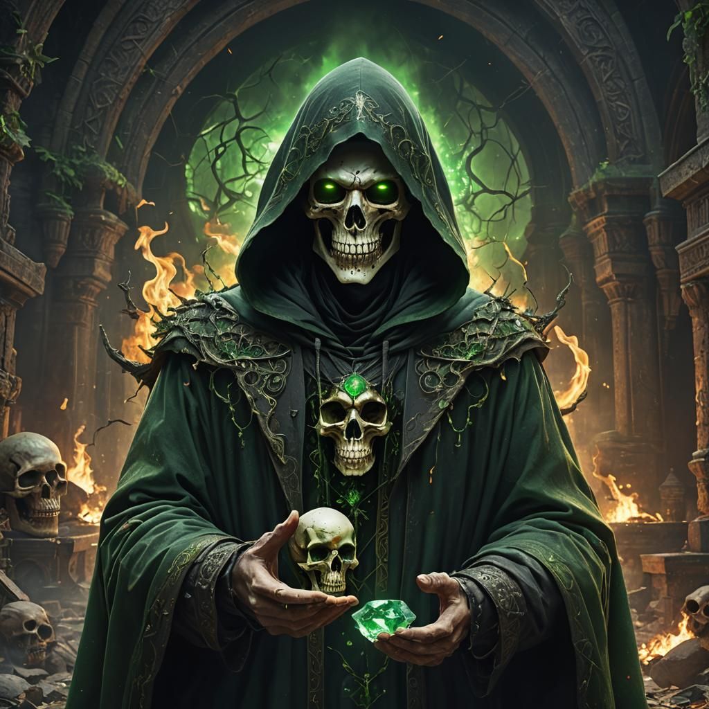 Hooded Figure with Skull: Fantasy Concept Art