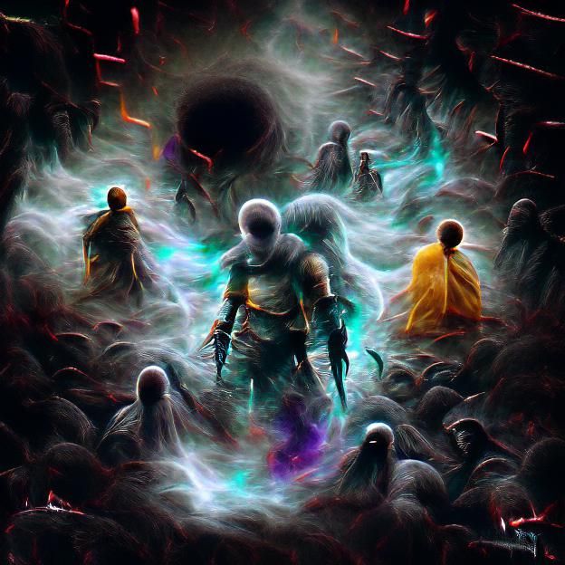 Souls Descending into the Void: 8k Digital Art