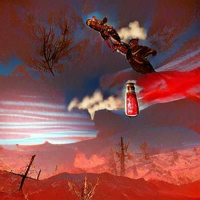 Dramatic Red Sky Digital Art Illustration