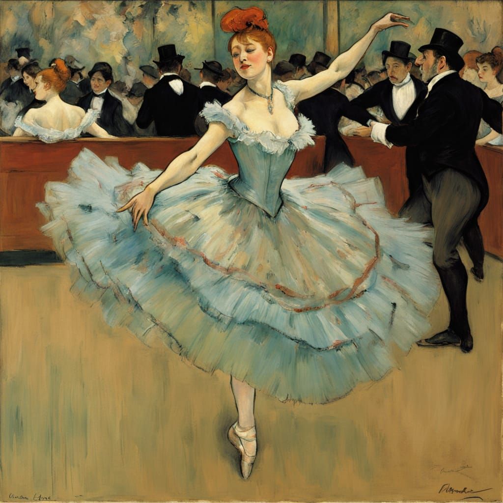 Elegant Can Can Dancer in Soft Impressionist Brushstrokes